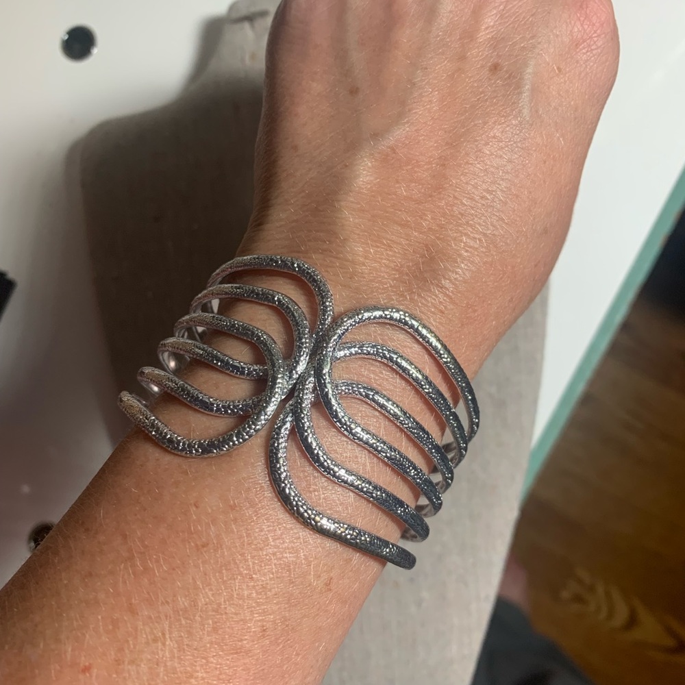 Silver bracelet cuff modernist